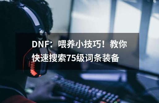 DNF：喂养小技巧！教你快速搜索75级词条装备-第1张-游戏相关-泓泰